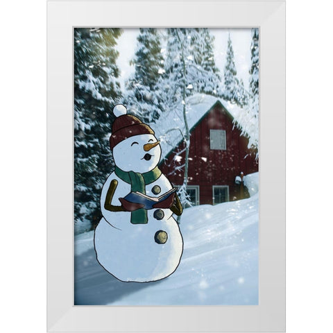 Winter Caroler White Modern Wood Framed Art Print by Prime, Marcus