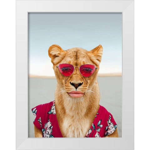 Fierce Lioness White Modern Wood Framed Art Print by Prime, Marcus