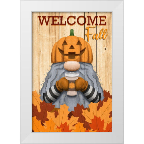 Gnome Welcome Fall White Modern Wood Framed Art Print by Prime, Marcus