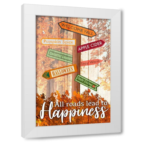 Happiness Roads White Modern Wood Framed Art Print by Prime, Marcus