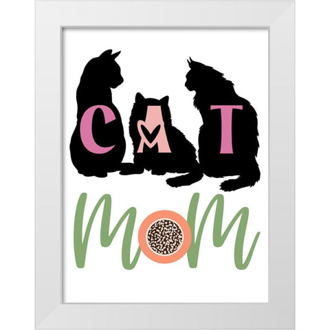 Cat Mom White Modern Wood Framed Art Print by Prime, Marcus