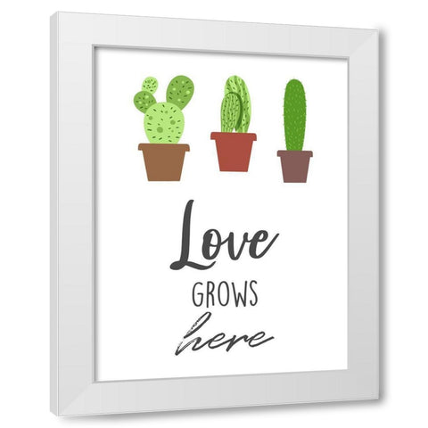 Love Grows Here White Modern Wood Framed Art Print by Prime, Marcus