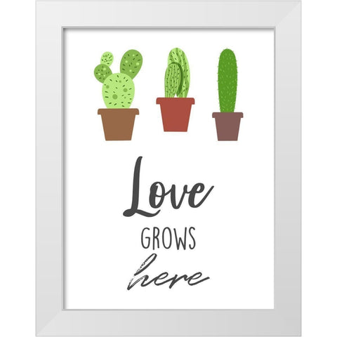 Love Grows Here White Modern Wood Framed Art Print by Prime, Marcus