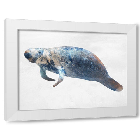 Swimming Manatee White Modern Wood Framed Art Print by Prime, Marcus