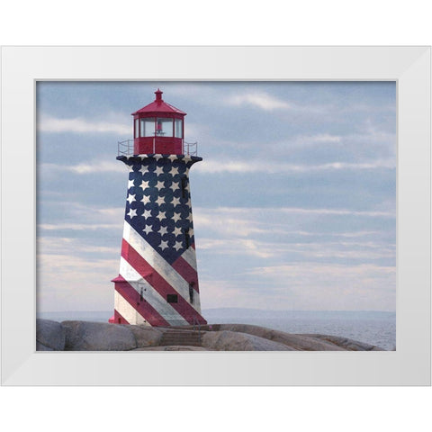 American Lighthouse White Modern Wood Framed Art Print by Prime, Marcus
