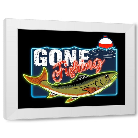 Gone Fishing White Modern Wood Framed Art Print by Prime, Marcus