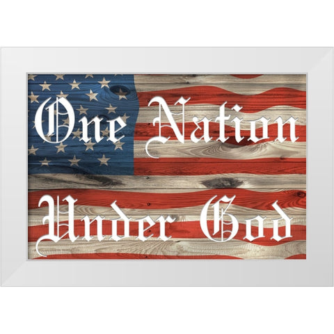 One Nation Flag White Modern Wood Framed Art Print by Prime, Marcus