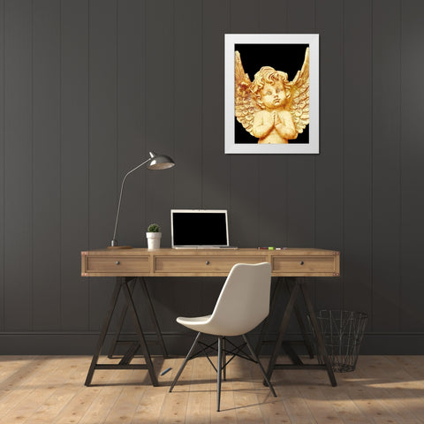 Golden Angel White Modern Wood Framed Art Print by Prime, Marcus