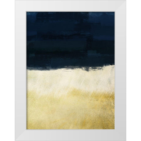 Gold Indigo Shuffle White Modern Wood Framed Art Print by Prime, Marcus