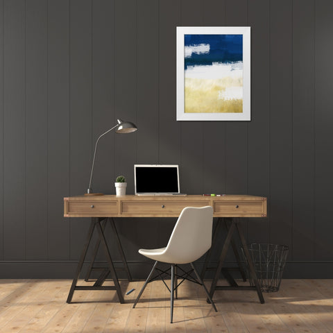 Gold Indigo Shuffle 2 White Modern Wood Framed Art Print by Prime, Marcus