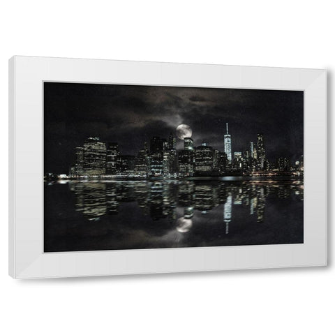 Full Moon NYC White Modern Wood Framed Art Print by Prime, Marcus