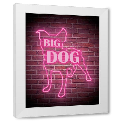 Neon Big Dog White Modern Wood Framed Art Print by Prime, Marcus