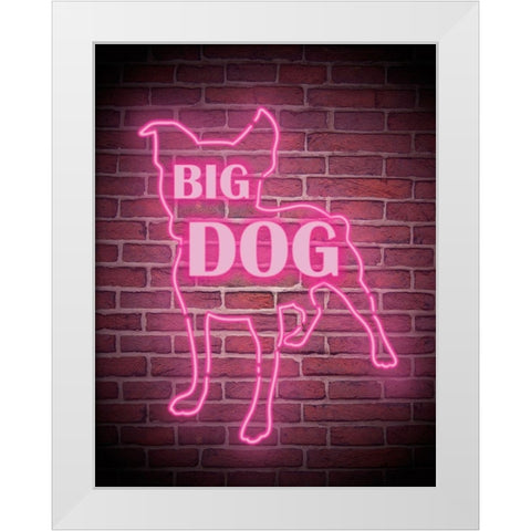 Neon Big Dog White Modern Wood Framed Art Print by Prime, Marcus