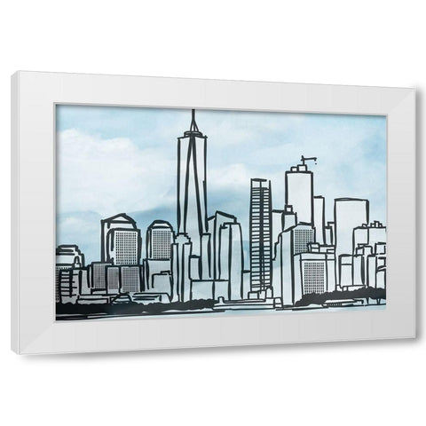Illustrated New York White Modern Wood Framed Art Print by Prime, Marcus