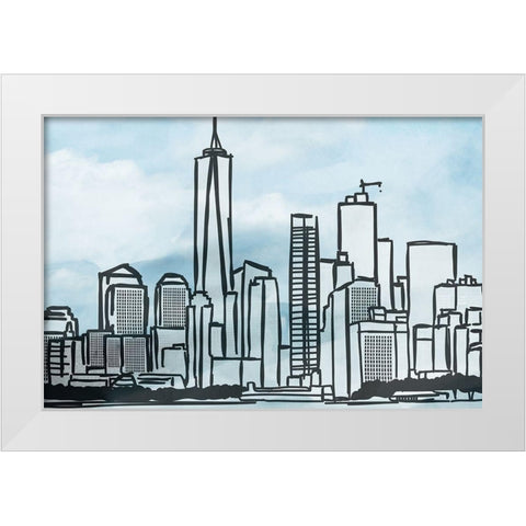 Illustrated New York White Modern Wood Framed Art Print by Prime, Marcus
