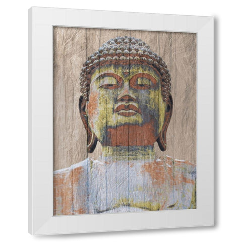 Wooden Painted Buddha White Modern Wood Framed Art Print by Prime, Marcus
