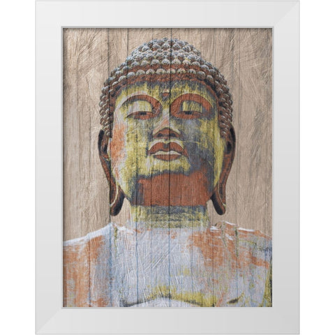 Wooden Painted Buddha White Modern Wood Framed Art Print by Prime, Marcus