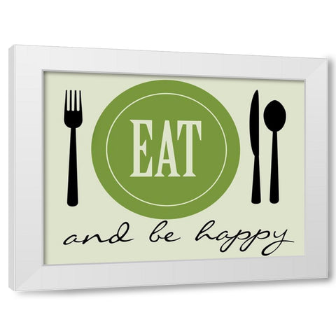 Happy Eating White Modern Wood Framed Art Print by Prime, Marcus