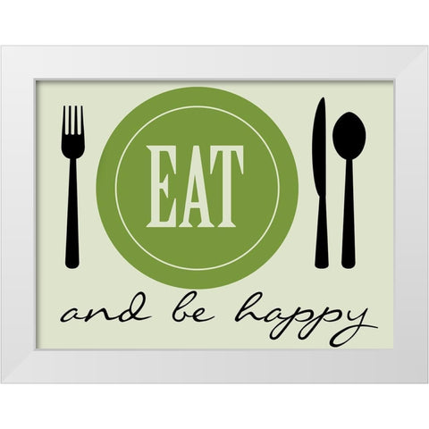 Happy Eating White Modern Wood Framed Art Print by Prime, Marcus
