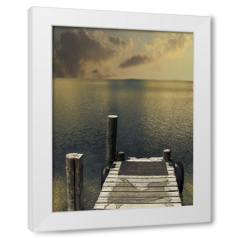 Sunset On The Dock White Modern Wood Framed Art Print by Prime, Marcus