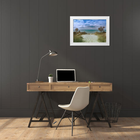 Welcoming Beach White Modern Wood Framed Art Print by Prime, Marcus