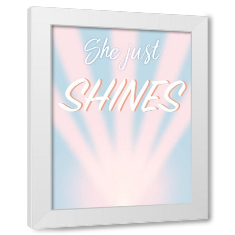 She Shines White Modern Wood Framed Art Print by Prime, Marcus
