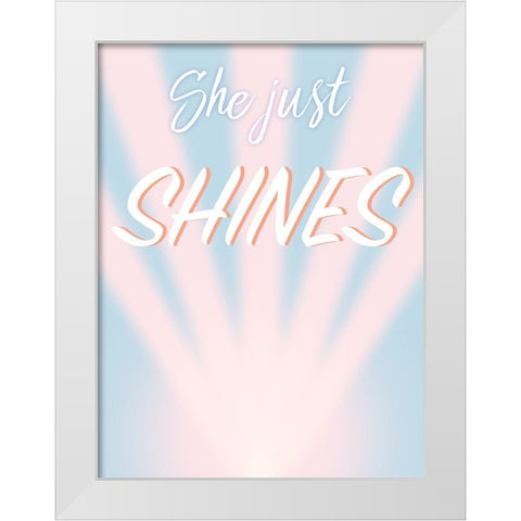 She Shines White Modern Wood Framed Art Print by Prime, Marcus