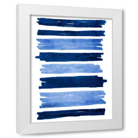 Indigo Rolling Streaks White Modern Wood Framed Art Print by Prime, Marcus