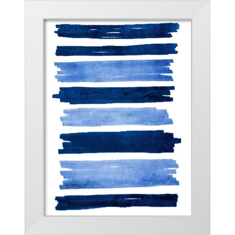 Indigo Rolling Streaks White Modern Wood Framed Art Print by Prime, Marcus