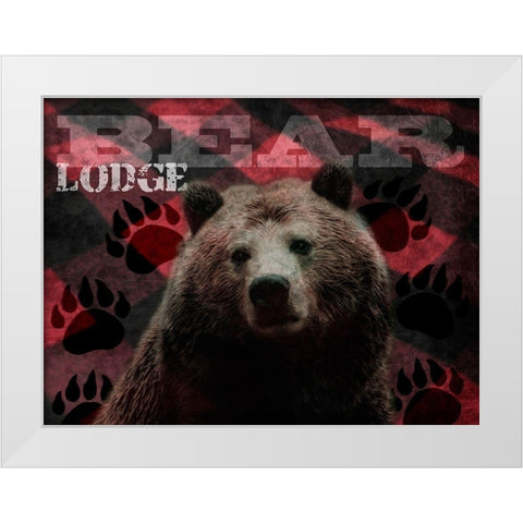 Flannel Bear Lodge 1 White Modern Wood Framed Art Print by Prime, Marcus