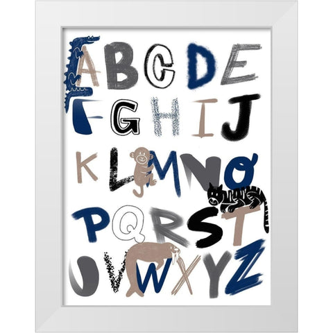 Critter Alphabet 1 White Modern Wood Framed Art Print by Prime, Marcus