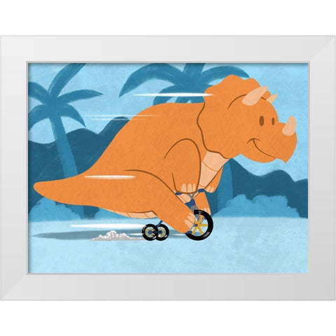 Riding Dino 2 White Modern Wood Framed Art Print by Prime, Marcus