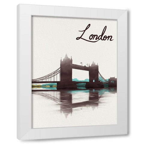 Watercolored London White Modern Wood Framed Art Print by Prime, Marcus