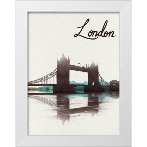 Watercolored London White Modern Wood Framed Art Print by Prime, Marcus