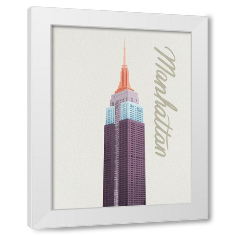 Colorful Manhattan 1 White Modern Wood Framed Art Print by Prime, Marcus