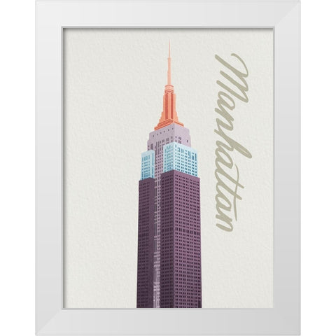 Colorful Manhattan 1 White Modern Wood Framed Art Print by Prime, Marcus