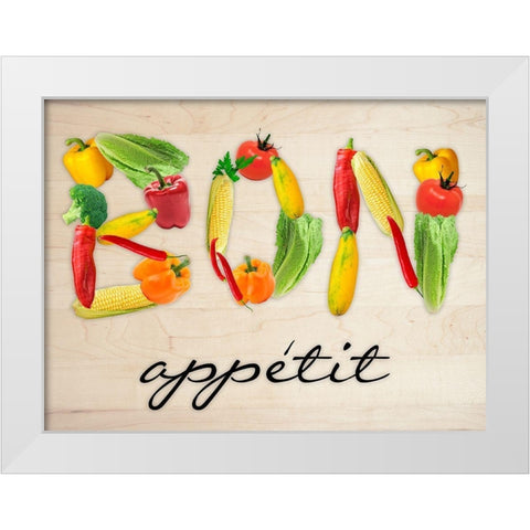 Bon Appetit White Modern Wood Framed Art Print by Prime, Marcus