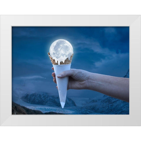 Dripping Moon 1 White Modern Wood Framed Art Print by Prime, Marcus
