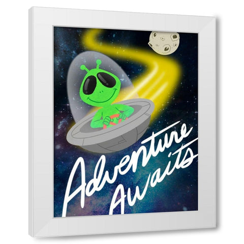 Adventure Awaits 1 White Modern Wood Framed Art Print by Prime, Marcus