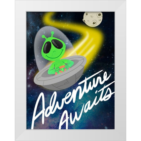 Adventure Awaits 1 White Modern Wood Framed Art Print by Prime, Marcus