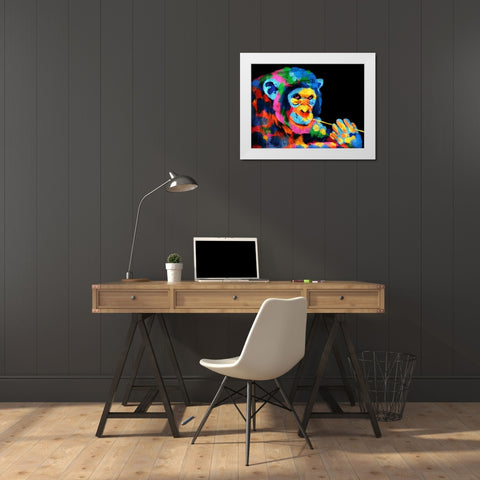 Monkey Color Burst 1 White Modern Wood Framed Art Print by Prime, Marcus