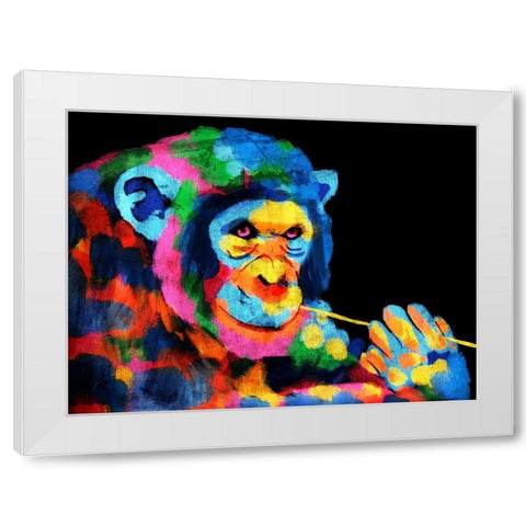 Monkey Color Burst 1 White Modern Wood Framed Art Print by Prime, Marcus