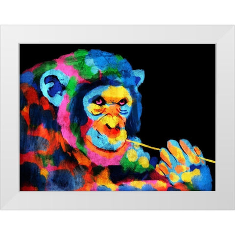 Monkey Color Burst 1 White Modern Wood Framed Art Print by Prime, Marcus