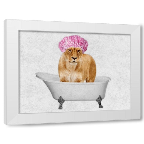 Bathing Lioness 1 White Modern Wood Framed Art Print by Prime, Marcus