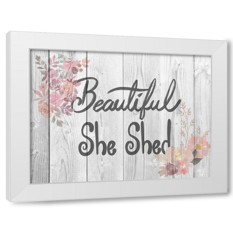 Welcome She Shed 4 White Modern Wood Framed Art Print by Prime, Marcus