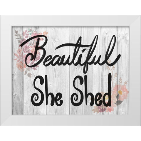 Welcome She Shed 2 White Modern Wood Framed Art Print by Prime, Marcus