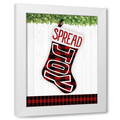 Joy Stocking 1 White Modern Wood Framed Art Print by Prime, Marcus