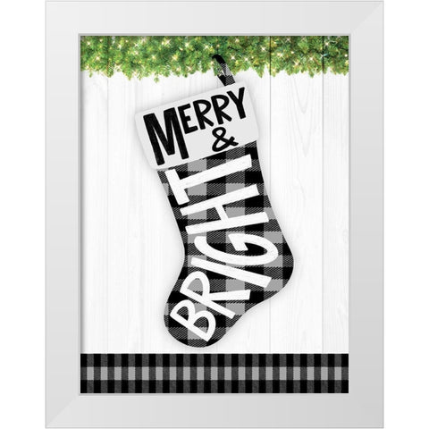 Joy Stocking 2 White Modern Wood Framed Art Print by Prime, Marcus