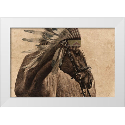 Native Horse White Modern Wood Framed Art Print by Prime, Marcus
