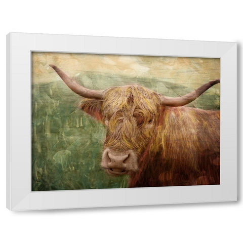 Hairy Bull White Modern Wood Framed Art Print by Prime, Marcus